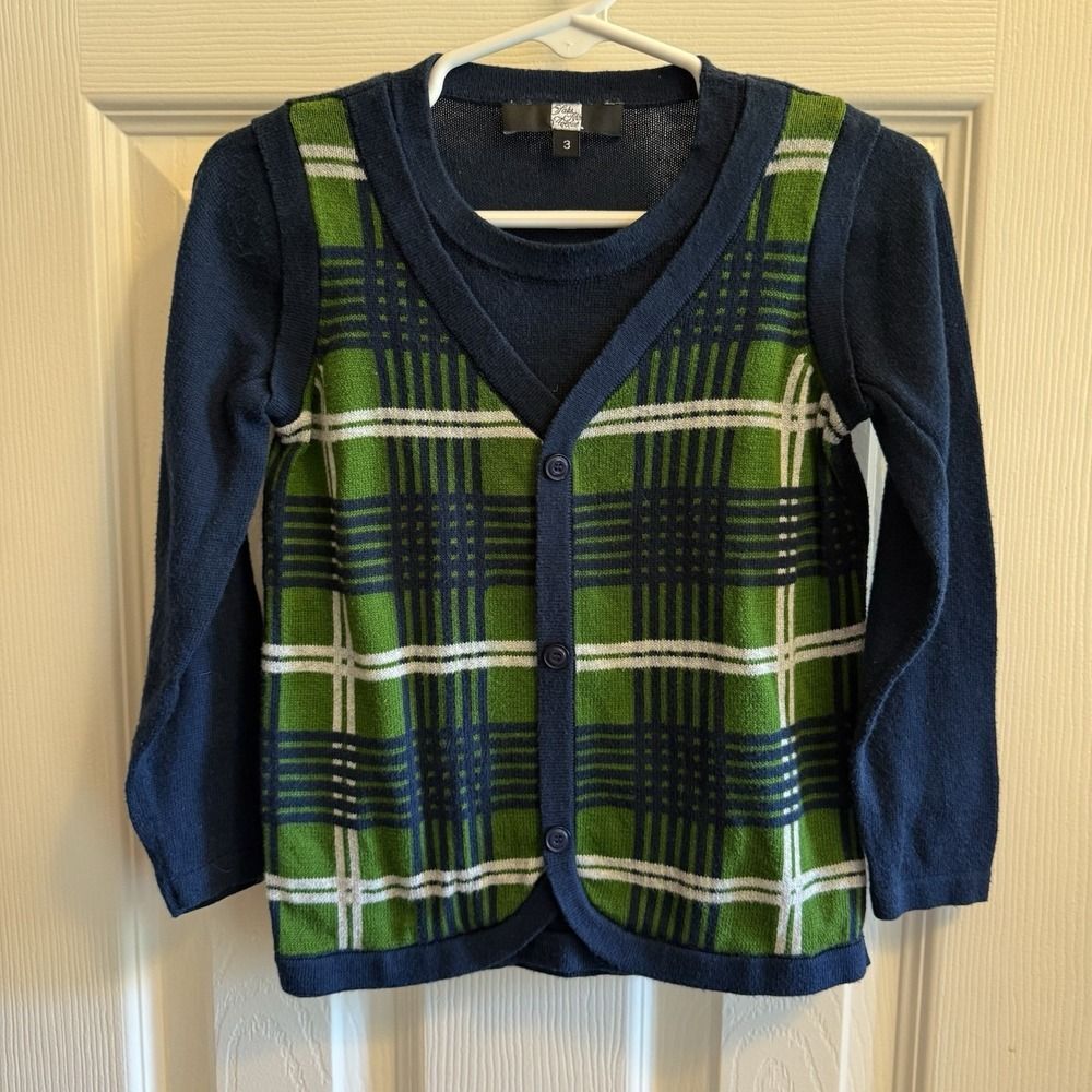 Saks Fifth Avenue Toddler Infant Cotton Plaid Sweater‎ Christmas Preppy